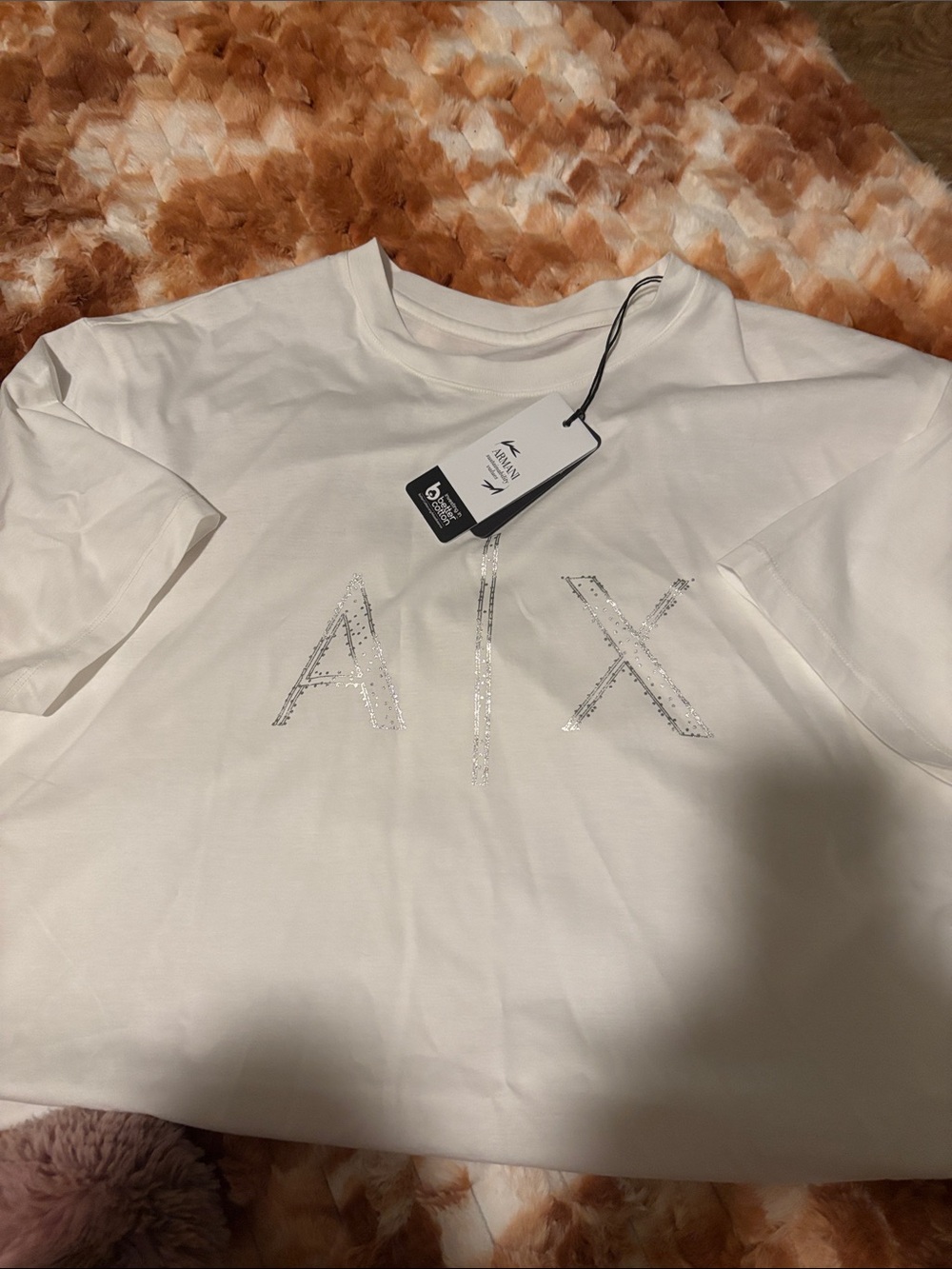 A/X Armani Exchange White Tee with Silver A|X Logo
